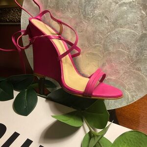 SCHUTZ Hot Pink Wedge Lace-up new shoes with box and dustbag. Size 6.5 NEW